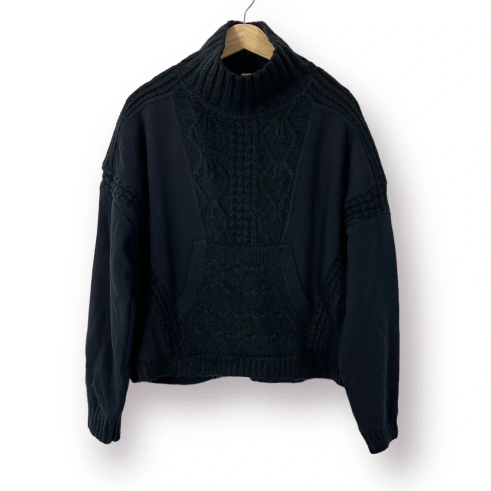 Anthropologie Daily Practice Black Cable-Knit Sweater XL NWT - Picture 5 of 11